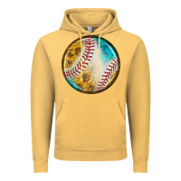 Vintage Mustard baseball with sunflower round earrings Vintage Hoodie - BundleAndBundleShop