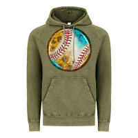 Vintage Olive baseball with sunflower round earrings Vintage Hoodie - BundleAndBundleShop