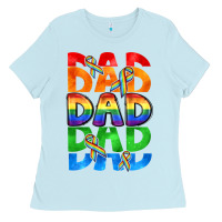 Baby Blue Dad dad dad pride Ladies Tee - CowGirlArtShop