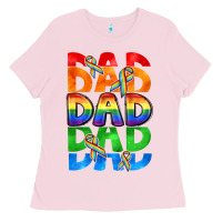 Bubblegum Pink Dad dad dad pride Ladies Tee - CowGirlArtShop