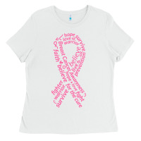 White Pink Ribbon Ladies Tee - artisFamous
