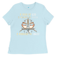 Baby Blue child of god woman of faith warrior of christ Ladies Tee - artisFamous