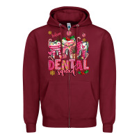 Burgundy pink christmas teeth dental squad Zipper Hoodie - AdoDesignShop