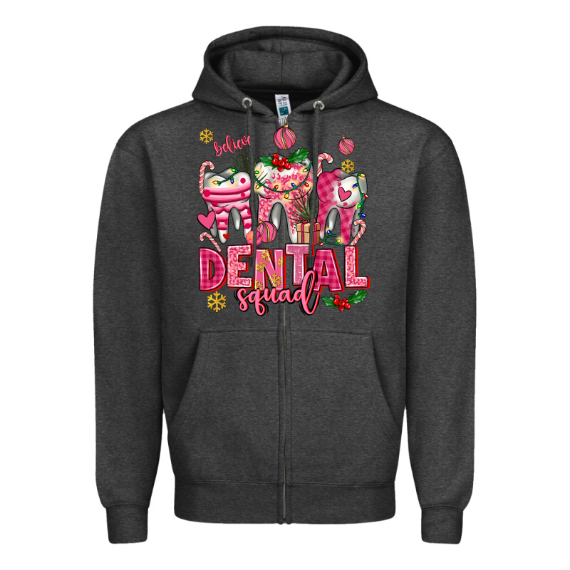 Pink Christmas Teeth Dental Squad Zipper Hoodie by AdoDesignShop | Teevron