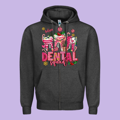 Pink Christmas Teeth Dental Squad Zipper Hoodie Designed By Adodesignshop