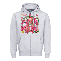 Heather Grey pink christmas teeth dental squad Zipper Hoodie - AdoDesignShop