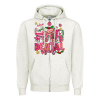 Oatmeal Heather pink christmas teeth dental squad Zipper Hoodie - AdoDesignShop