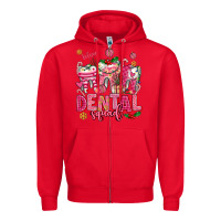 Red pink christmas teeth dental squad Zipper Hoodie - AdoDesignShop