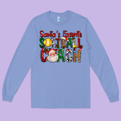Santa's Favorite Softball Coach For Christmas Long Sleeve Tee Designed By Fadigitalartstudio