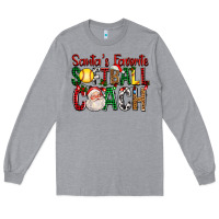 Heather Grey Santa's Favorite Softball Coach For Christmas Long Sleeve Tee - FaDigitalArtStudio