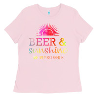 Bubblegum Pink the only bs i need is beer sunshine Ladies Tee - artisFamous