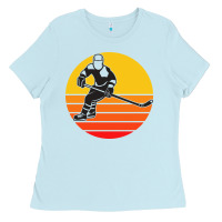 Baby Blue Hockey 1 Ladies Tee - artisFamous
