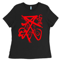 Black lucifer calligraphy 2 Ladies Tee - artisFamous