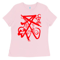Bubblegum Pink lucifer calligraphy 2 Ladies Tee - artisFamous