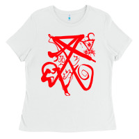 White lucifer calligraphy 2 Ladies Tee - artisFamous