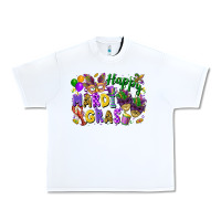 White Happy Mardi Gras Urban Heavy Tee - FaDigitalArtStudio