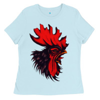 Baby Blue rooster Ladies Tee - artisFamous