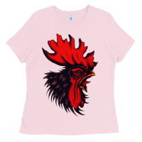 Bubblegum Pink rooster Ladies Tee - artisFamous