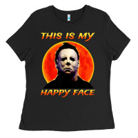 Black this is my happy face Ladies Tee - artisFamous