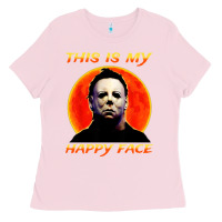 Bubblegum Pink this is my happy face Ladies Tee - artisFamous