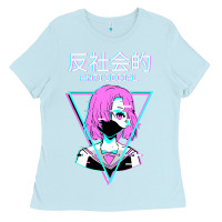 Baby Blue antisocial wave anime Ladies Tee - artisFamous