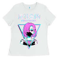 White antisocial wave anime Ladies Tee - artisFamous