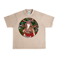 French Oak Brown Cow Christmas Urban Heavy Tee - RanaPortraitStore