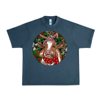 Midnight Navy Brown Cow Christmas Urban Heavy Tee - RanaPortraitStore