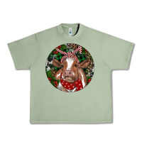 Oil Green Brown Cow Christmas Urban Heavy Tee - RanaPortraitStore