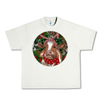 Pistachio Brown Cow Christmas Urban Heavy Tee - RanaPortraitStore
