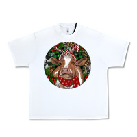 White Brown Cow Christmas Urban Heavy Tee - RanaPortraitStore