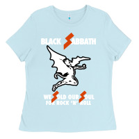 Baby Blue black rock and roll Ladies Tee - artisFamous