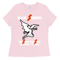Bubblegum Pink black rock and roll Ladies Tee - artisFamous