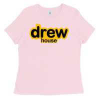 Bubblegum Pink drew smile house Ladies Tee - artisFamous