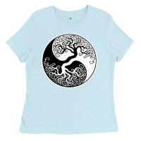 Baby Blue tree of life yin yang Ladies Tee - artisFamous