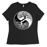Black tree of life yin yang Ladies Tee - artisFamous