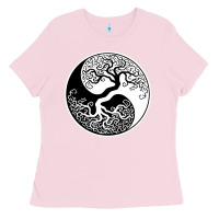 Bubblegum Pink tree of life yin yang Ladies Tee - artisFamous