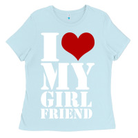 Baby Blue i heart my girlfriend shirt Ladies Tee - artisFamous