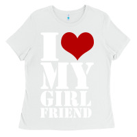 White i heart my girlfriend shirt Ladies Tee - artisFamous