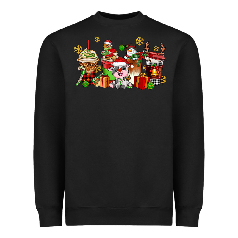 Christmas Cow Coffee Cups Heavyweight Sweatshirt by AdoDesignShop | Teevron