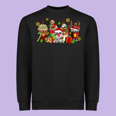 Christmas Cow Coffee Cups Heavyweight Sweatshirt Designed By Adodesignshop