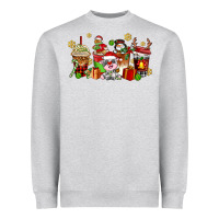 Heather Grey christmas cow coffee cups Heavyweight Sweatshirt - AdoDesignShop