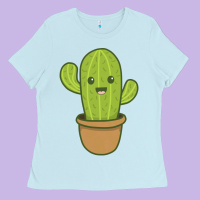 Happy Cactus Hug Me Please Ladies Tee Designed By Artisfamous