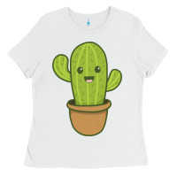 White happy cactus hug me please Ladies Tee - artisFamous