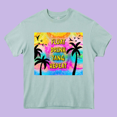 Float Drink Tan & Repeat Heavy Core Tee Designed By Tumblerdesignbyshophia