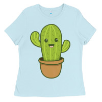 Baby Blue happy cactus hug me please Ladies Tee - artisFamous