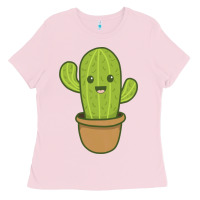 Bubblegum Pink happy cactus hug me please Ladies Tee - artisFamous