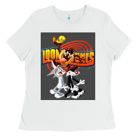 White cartoon Ladies Tee - artisFamous