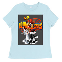 Baby Blue cartoon Ladies Tee - artisFamous