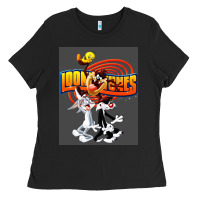 Black cartoon Ladies Tee - artisFamous